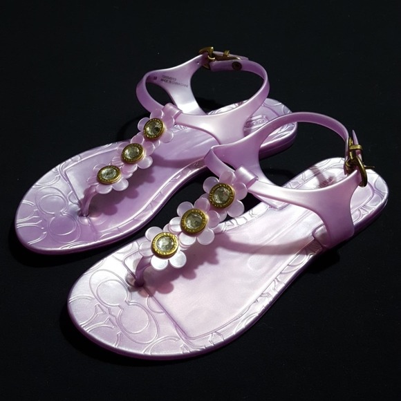 Coach "Paisley" flower jelly sandals - Picture 1 of 8